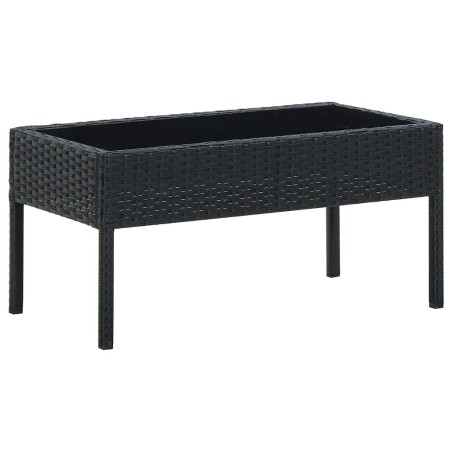 Table de jardin Noir 75x40x37 cm Résine tressée 