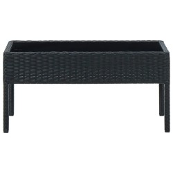 Table de jardin Noir 75x40x37 cm Résine tressée 