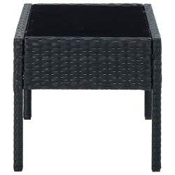 Table de jardin Noir 75x40x37 cm Résine tressée 