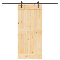 Porte coulissante et kit de quincaillerie 95x210 cm pin massif 