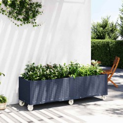 Jardinière à roulettes bleu gris 160x50x54 cm PP 