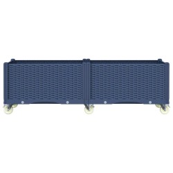 Jardinière à roulettes bleu gris 160x50x54 cm PP 