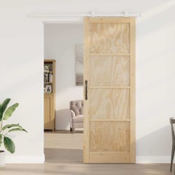 Porte coulissante avec ensemble quincaillerie 83x232 cm en bois massif de pin 