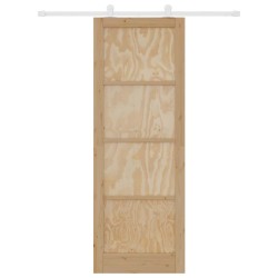 Porte coulissante avec ensemble quincaillerie 83x232 cm en bois massif de pin 
