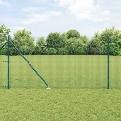 Clôture en fil soudé avec 13 poteaux à piquets verts 1.2x25 m en acier 