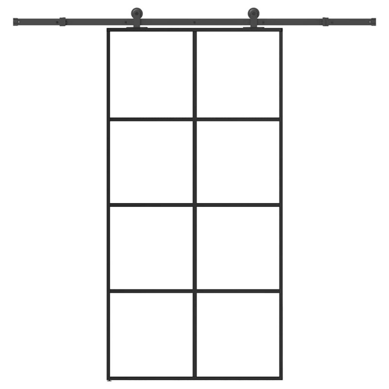 Porte coulissante et kit de quincaillerie 102,5x205cm Verre ESG 