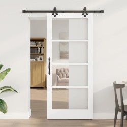 Porte coulissante avec matériel Blanche 86x198,5 cm en bois massif 