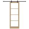 Porte coulissante avec kit de matériel "ORKDAL" en bois massif et verre 