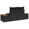 Canapé de jardin 2 places avec rangement et coussins en poly rattan noir 