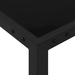 Table de jardin 130x130x72 cm Noir Acier et verre 