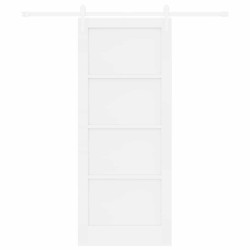 Porte Coulissante avec Kit de Quincaillerie Blanche 83x202 cm Bois de Pin Massif 