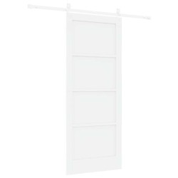 Porte Coulissante avec Kit de Quincaillerie Blanche 83x202 cm Bois de Pin Massif 