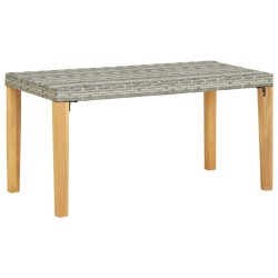 Banc de jardin 120 cm Gris Résine tressée et bois d'acacia 
