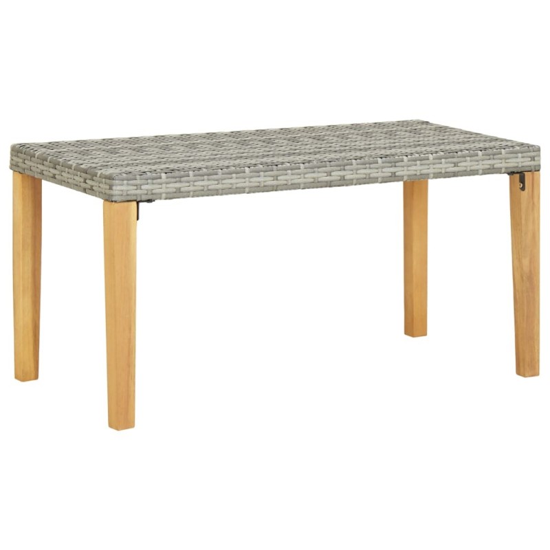 Banc de jardin 120 cm Gris Résine tressée et bois d'acacia Banc de jardin 120 cm Gris Résine tressée et bois d'acacia