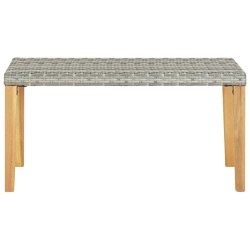 Banc de jardin 120 cm Gris Résine tressée et bois d'acacia 
