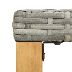 Banc de jardin 120 cm Gris Résine tressée et bois d'acacia 