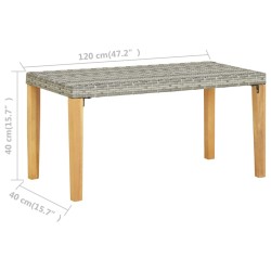 Banc de jardin 120 cm Gris Résine tressée et bois d'acacia 