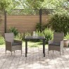 Set de jardin 3 pièces avec coussins en poly rattan gris 
