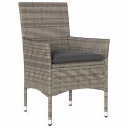 Set de jardin 3 pièces avec coussins en poly rattan gris 