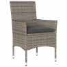 Set de jardin 3 pièces avec coussins en poly rattan gris 
