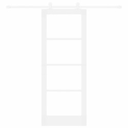 Porte coulissante avec quincaillerie 'ORKDAL'en bois massif blanc et verre 