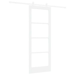 Porte coulissante avec quincaillerie 'ORKDAL'en bois massif blanc et verre 