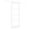 Porte coulissante avec quincaillerie 'ORKDAL'en bois massif blanc et verre 