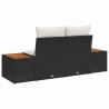 Canapé de Jardin 2 Places avec Rangement & Coussins Noir Poly Rattan 