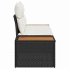 Canapé de Jardin 2 Places avec Rangement & Coussins Noir Poly Rattan 
