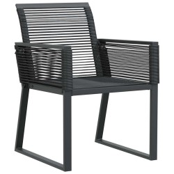 Ensemble de salle à manger de jardin de 3 pièces en poly rotin noir. 