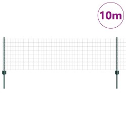 Clôture Euro avec 5 poteaux en U Verte 0.6x10 m Acier 