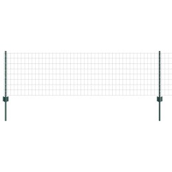 Clôture Euro avec 5 poteaux en U Verte 0.6x10 m Acier 