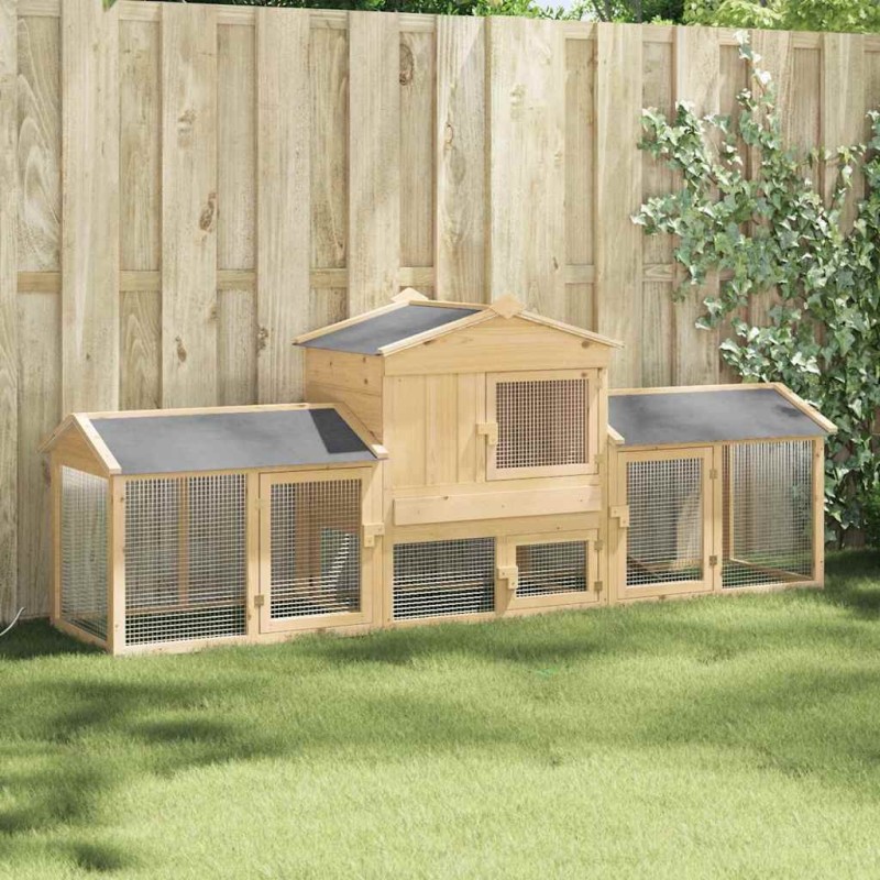 Poulailler Marron 225 x 60 x 89 cm Bois de pin massif 