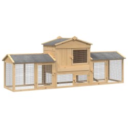 Poulailler Marron 225 x 60 x 89 cm Bois de pin massif 