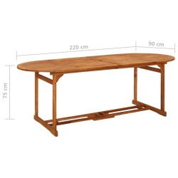 Table à dîner de jardin 220x90x75 cm Bois d'acacia massif 