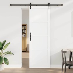 Porte coulissante avec quincaillerie blanche 78x232 cm en bois massif pin 