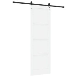 Porte coulissante avec quincaillerie blanche 78x232 cm en bois massif pin 