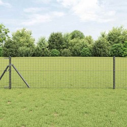 Clôture Euro avec 7 poteaux 0,4 x 10 m en acier galvanisé gris 