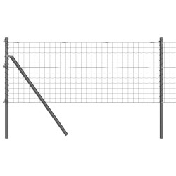 Clôture Euro avec 7 poteaux 0,4 x 10 m en acier galvanisé gris 
