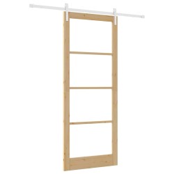 Porte coulissante avec quincaillerie 'ORKDAL'en bois massif et verre 