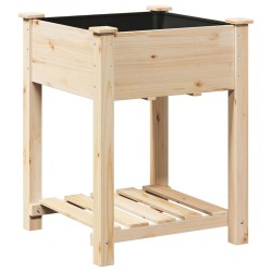 Jardinière avec étagère 60x60x76 cm en bois massif de pin 