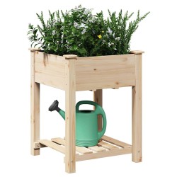 Jardinière avec étagère 60x60x76 cm en bois massif de pin 