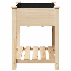 Jardinière avec étagère 60x60x76 cm en bois massif de pin 