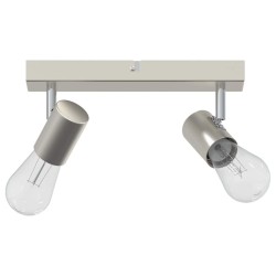 Projecteur de plafond réglable 2 voies en nickel brossé E27. 