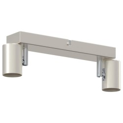 Projecteur de plafond réglable 2 voies en nickel brossé E27. 