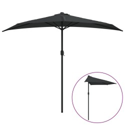 Parasol de balcon avec mât en aluminium Noir 270x144x222cm Demi 