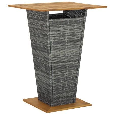 Table de bar Gris 80x80x110 cm Résine tressée et bois d'acacia 