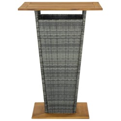 Table de bar Gris 80x80x110 cm Résine tressée et bois d'acacia 