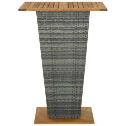 Table de bar Gris 80x80x110 cm Résine tressée et bois d'acacia 