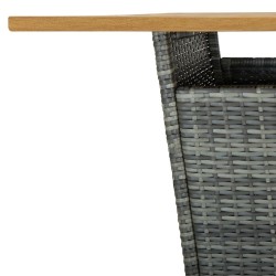 Table de bar Gris 80x80x110 cm Résine tressée et bois d'acacia 